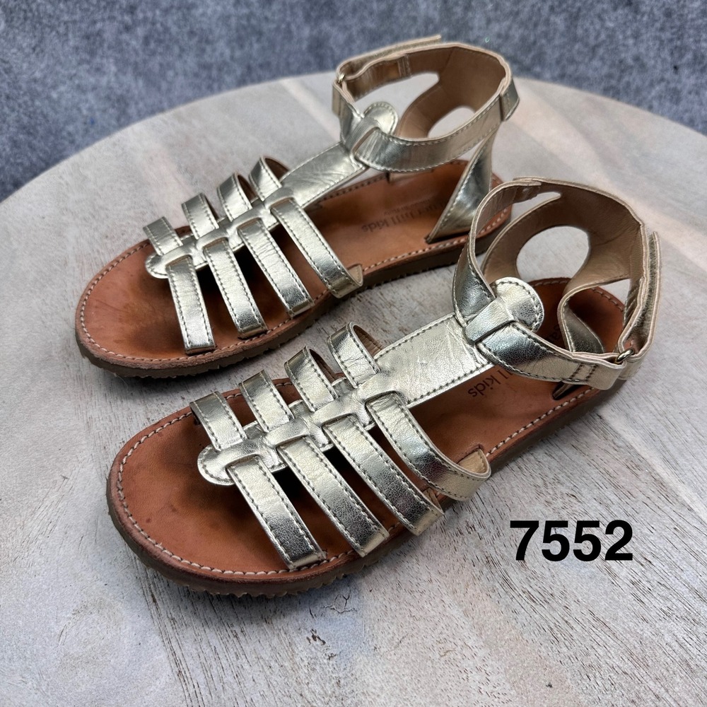 Garnet Hill Kids Gold Metallic Leather Gladiator Sandals Made in Italy Size 35